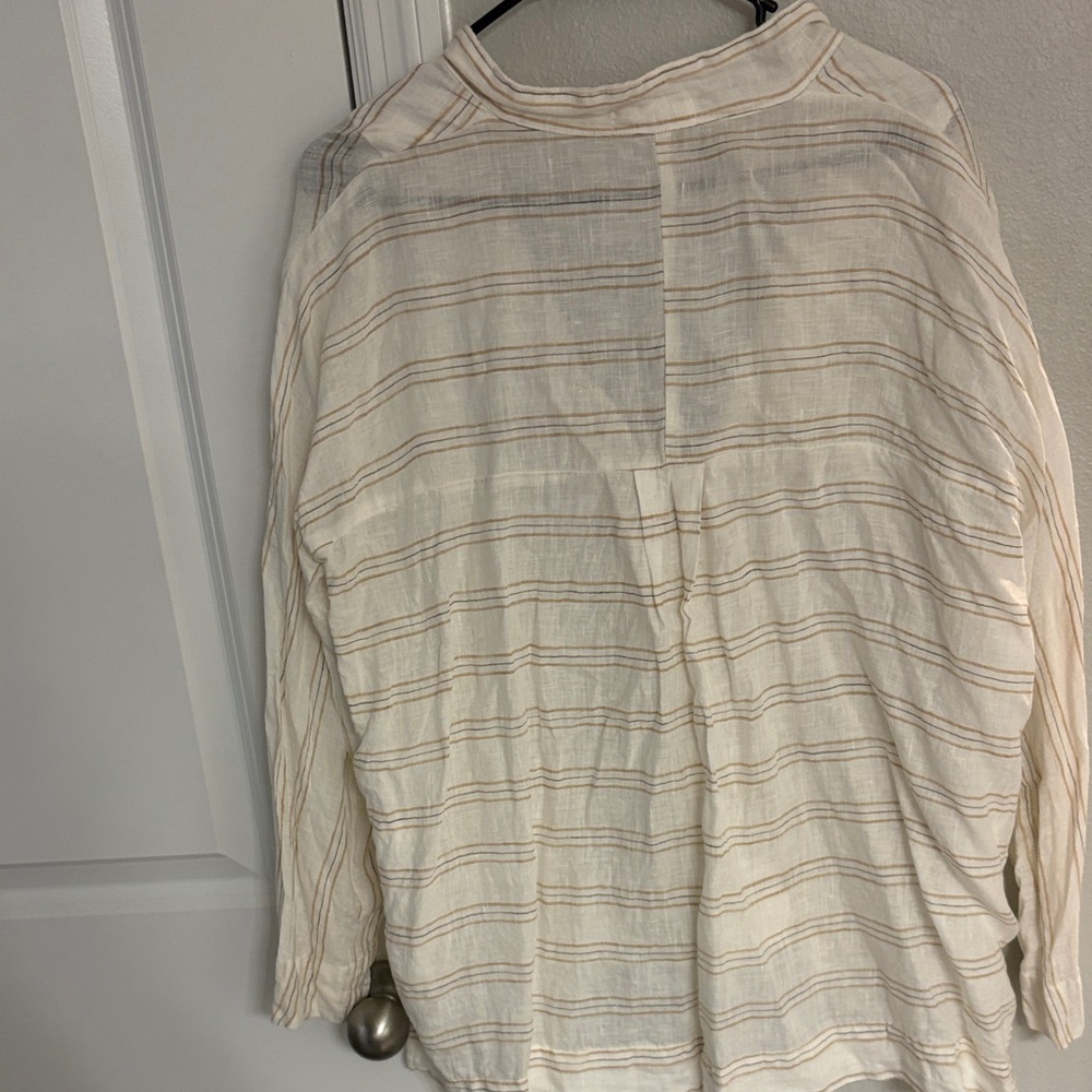 CP Shades Cream Striped linen Blouse - Picture 5 of 6